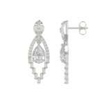 14K WHITE GOLD 2.00CT ROUND/BAGUETTE/PEAR DIAMOND LADIES EARRINGS - Image 2