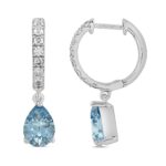 14K WHITE GOLD 2.00CT ROUND/BLUE PEAR DIAMOND LADIES EARRINGS - Image 2