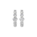 14K WHITE GOLD 3 1/2CT ROUND DIAMOND LADIES HOOPS EARRINGS