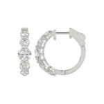 14K WHITE GOLD 3 1/2CT ROUND DIAMOND LADIES HOOPS EARRINGS - Image 2
