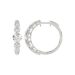 14K WHITE GOLD 3 1/2CT ROUND DIAMOND LADIES HOOPS EARRINGS - Image 2