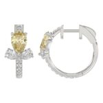 14K WHITE GOLD 3 1/4CT ROUND/YELLOW PEAR DIAMOND LADIES EARRINGS (YELLOW PEAR DIAMOND) - Image 3
