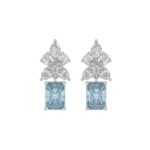 14K WHITE GOLD 3.00CT PEAR/MARQUISE/BLUE RADIANT DIAMOND LADIES EARRINGS