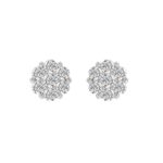 14K WHITE GOLD 3.00CT ROUND DIAMOND LADIES FLOWER EARRINGS