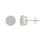 14K WHITE GOLD 3.00CT ROUND DIAMOND LADIES FLOWER EARRINGS - Image 3