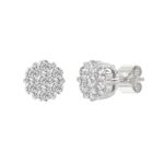 14K WHITE GOLD 3.00CT ROUND DIAMOND LADIES FLOWER EARRINGS - Image 2