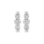 14K WHITE GOLD 3.00CT ROUND DIAMOND LADIES HOOPS EARRINGS