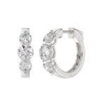 14K WHITE GOLD 3.00CT ROUND DIAMOND LADIES HOOPS EARRINGS - Image 3