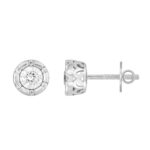 14K WHITE GOLD 3/4CT ROUND DIAMOND LADIES EARRINGS - Image 2