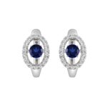 14K WHITE GOLD 3/4CT ROUND DIAMOND LADIES HOOPS EARRING (BLUE ROUND)