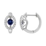 14K WHITE GOLD 3/4CT ROUND DIAMOND LADIES HOOPS EARRING (BLUE ROUND) - Image 2