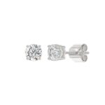 14K WHITE GOLD 3/4CT ROUND DIAMOND SOLITAIRE EARRINGS - Image 3