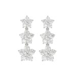 14K WHITE GOLD 3CT ROUND DIAMOND LADIES LINEAR EARRINGS