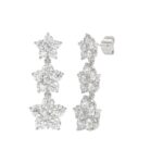 14K WHITE GOLD 3CT ROUND DIAMOND LADIES LINEAR EARRINGS - Image 3