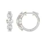 14K WHITE GOLD 4.00CT ROUND DIAMOND LADIES HOOPS EARRINGS - Image 2