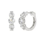 14K WHITE GOLD 4.00CT ROUND DIAMOND LADIES HOOPS EARRINGS - Image 3