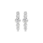 14K WHITE GOLD 4.00CT ROUND DIAMOND LADIES HOOPS EARRINGS