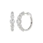 14K WHITE GOLD 4.00CT ROUND DIAMOND LADIES HOOPS EARRINGS - Image 3