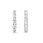 14K White Gold diamond inside-out hoop ladies earrings featuring round diamonds 3/4CT (Color F-G -Clarity VS1/VS2) - Image 3