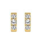 14K YELLOW GOLD 1 1/2CT ROUND DIAMOND LADIES HOOPS EARRINGS