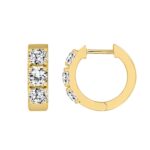 14K YELLOW GOLD 1 1/2CT ROUND DIAMOND LADIES HOOPS EARRINGS - Image 2