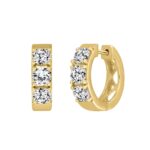 14K YELLOW GOLD 1 1/2CT ROUND DIAMOND LADIES HOOPS EARRINGS - Image 3