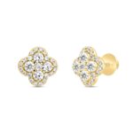14K YELLOW GOLD 1 1/2CT ROUND DIAMOND Men's EARRINGS - Image 2