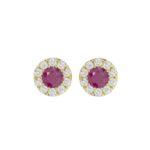 14K YELLOW GOLD 1 3/4CT ROUND/RUBY DIAMOND LADIES EARRINGS (CENTER STONE ROUND RUBY DIAMOND 3/4CT)