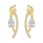14K YELLOW GOLD 1.00CT ROUND/PEAR DIAMOND LADIES EARRINGS