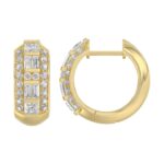 14K YELLOW GOLD 1.00CT ROUND/PRINCESS/BAGUETTE DIAMOND LADIES EARRINGS - Image 2