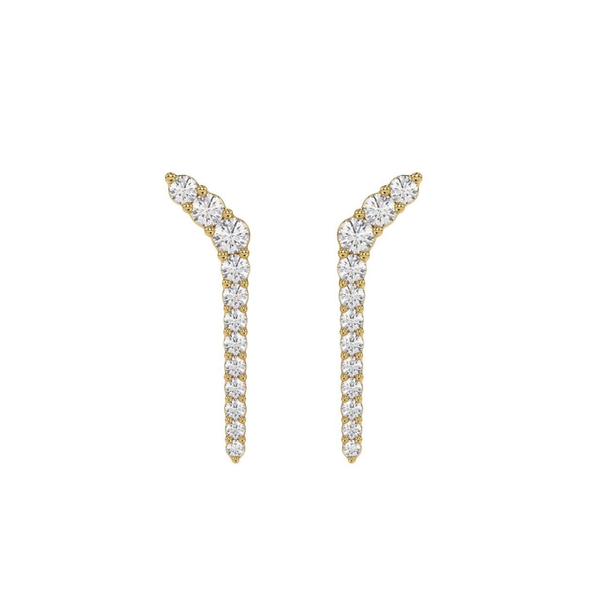 14K YELLOW GOLD 1/2CT ROUND DIAMOND LADIES EARRINGS - Image 1