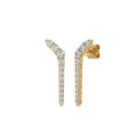 14K YELLOW GOLD 1/2CT ROUND DIAMOND LADIES EARRINGS - Image 3