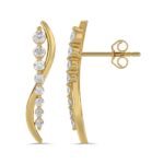 14K YELLOW GOLD 1/2CT ROUND DIAMOND LADIES EARRINGS - Image 2