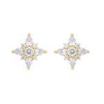 14K YELLOW GOLD 1CT ROUND/PEAR DIAMOND LADIES EARRINGS