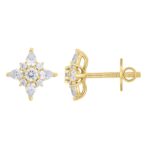 14K YELLOW GOLD 1CT ROUND/PEAR DIAMOND LADIES EARRINGS - Image 2