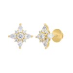 14K YELLOW GOLD 1CT ROUND/PEAR DIAMOND LADIES EARRINGS - Image 3