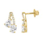 14K YELLOW GOLD 2 1/2CT ROUND/OVAL/PEAR DIAMOND LADIES EARRINGS - Image 2