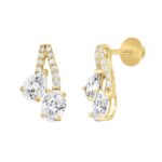 14K YELLOW GOLD 2 1/2CT ROUND/OVAL/PEAR DIAMOND LADIES EARRINGS - Image 3