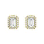 14K YELLOW GOLD 2 1/3CT ROUND/EMERALD DIAMOND LADIES EARRINGS (CENTER STONE EMERALD DIAMOND 1CT)