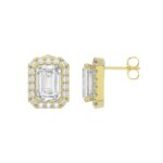 14K YELLOW GOLD 2 1/3CT ROUND/EMERALD DIAMOND LADIES EARRINGS (CENTER STONE EMERALD DIAMOND 1CT) - Image 2