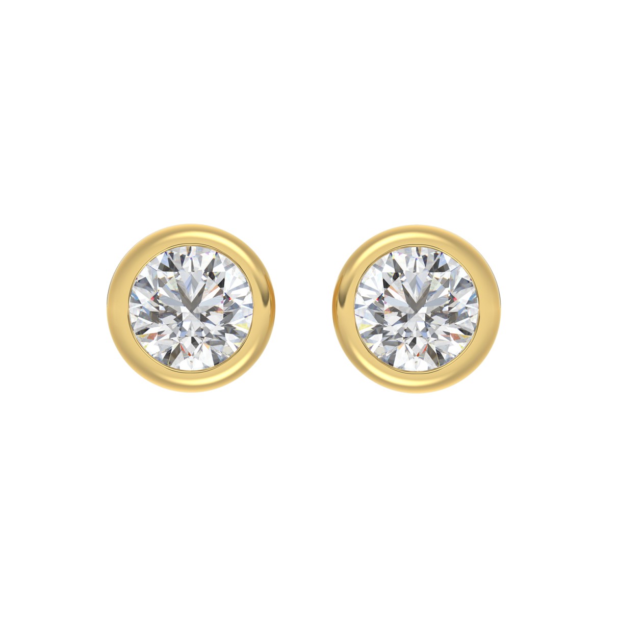 14K YELLOW GOLD 3 1/2CT ROUND DIAMOND LADIES SOLITAIRE EARRINGS - Image 1