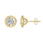 14K YELLOW GOLD 3 1/2CT ROUND DIAMOND LADIES SOLITAIRE EARRINGS - Image 2
