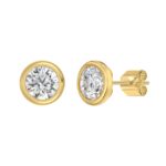 14K YELLOW GOLD 3 1/2CT ROUND DIAMOND LADIES SOLITAIRE EARRINGS - Image 3