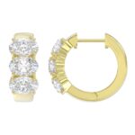 14K YELLOW GOLD 3.00CT OVAL DIAMOND LADIES HOOP EARRINGS - Image 2