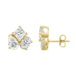 14K YELLOW GOLD 3.00CT PEAR/OVAL/PRINCESS DIAMOND LADIES EARRING - Image 2