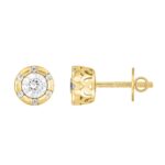 14K YELLOW GOLD 3/4CT ROUND DIAMOND LADIES EARRINGS - Image 2