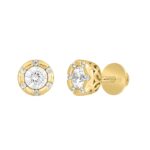 14K YELLOW GOLD 3/4CT ROUND DIAMOND LADIES EARRINGS - Image 3