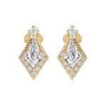 14K YELLOW GOLD 3/4CT ROUND/KITE STEP CUT DIAMOND LADIES EARRINGS
