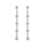 18K WHITE GOLD 6 1/4CT ROUND/PEAR DIAMOND LADIES LINEAR EARRINGS