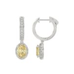 1K WHITE GOLD 2 3/4CT ROUND/YELLOW OVAL DIAMOND LADIES EARRINGS - Image 2